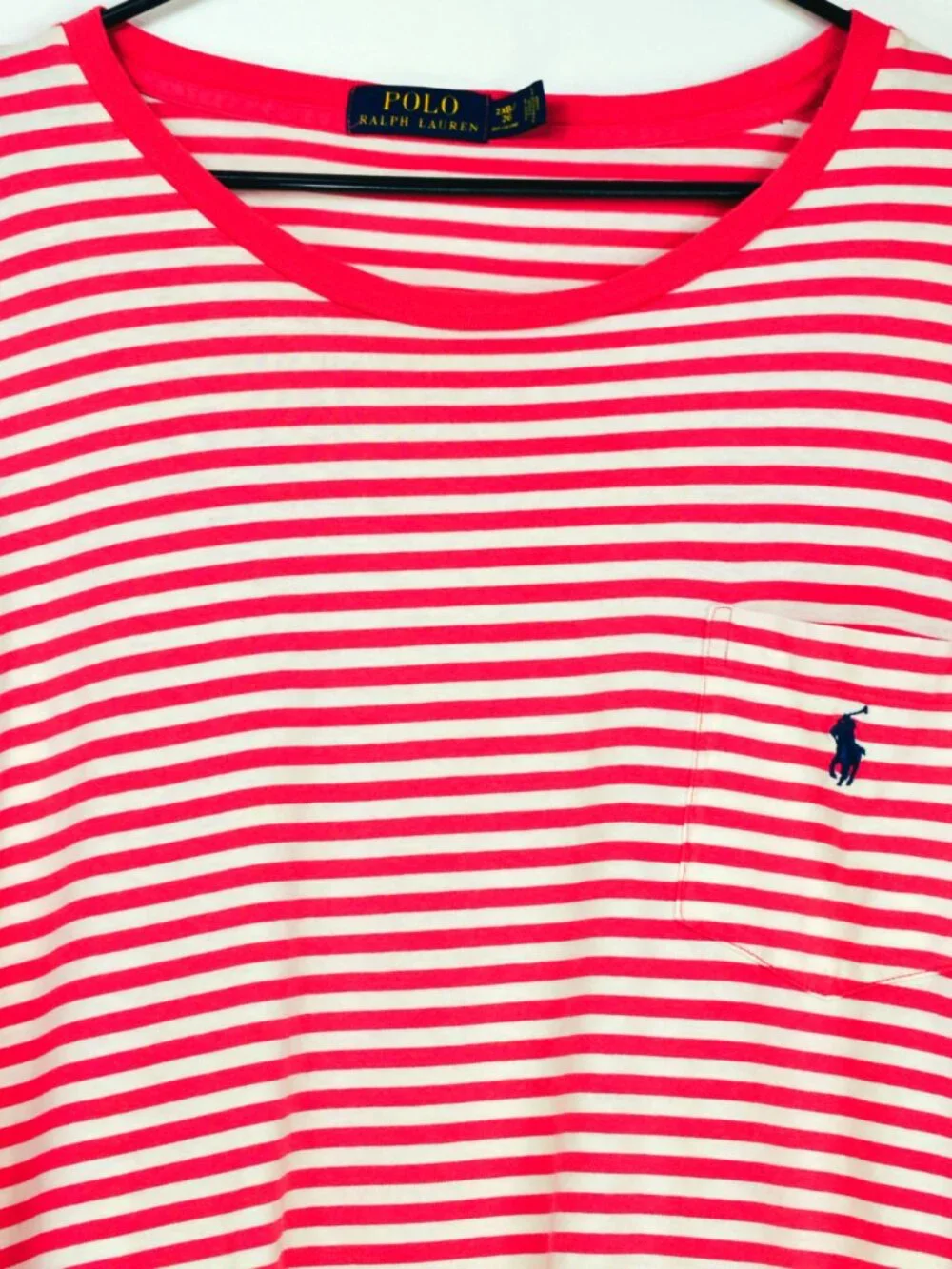 Polo Ralph Lauren Men's Size 2XB Red & White Striped Crew Neck Cotton T Shirt